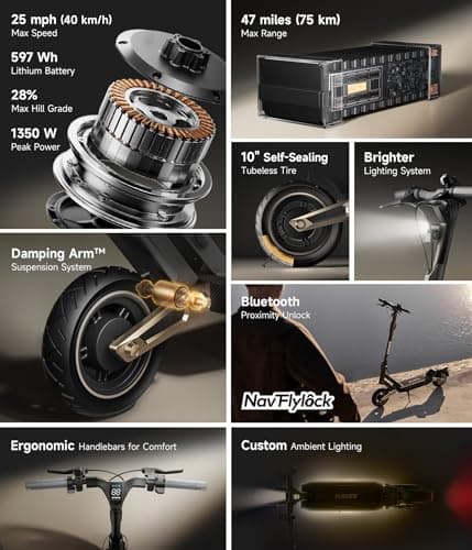 NAVEE ST3 Pro Electric Scooter, e-Scooter-for-Adults, Fast 25 20 Mph, 1000W 500W Motor with Suspension, Long Range 47 40 30 Miles, Off Road 10 inch Self-sealing Tires, Foldable Heavy Duty for Commuter 9