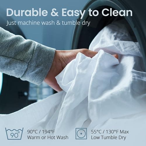 SafeRest Waterproof Queen Size Mattress Protector - Fitted with Stretchable Pockets - Machine Washable Cotton Blend Mattress Cover for Bed 7