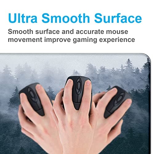Large Extended Gaming Mouse Pad with Stitched Edges, Non-Slip Waterproof Rubber Base Mouse Pad for Office, Computer, Keyboard, Laptop and Home Desk Pad 35.4 x 15.7 x 0.12 Inch (Grey Forest) 5