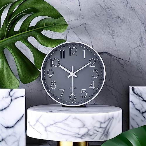 jomparis Wall Clock 12 Inch Non-Ticking Silent Battery Operated Round Wall Clock Modern Elegant Simple Style Clock for Home Office Kitchen Bedroom Living Room 7