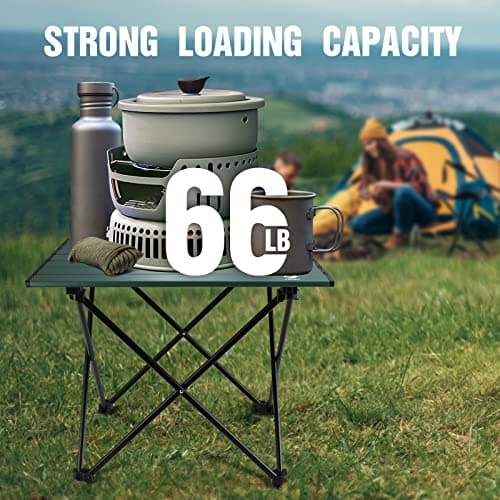VILLEY Portable Camping Side Table, Ultralight Aluminum Folding Beach Table with Carry Bag for Outdoor Cooking, Picnic, Camp, Boat, Travel - Green 6