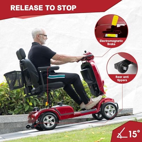 MobiCyc Heavy Duty Mobility Scooter for Adults & Seniors, 500W Motor, 16/26 Miles Long Range, 400 LBS Capacity, 10" All-Terrain Tires, Electric Scooter with Windshield & Suspension 8