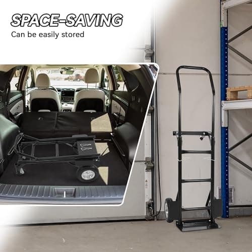 Elevon 2 in 1 Convertible Hand Truck and Cart, Utility Dolly Platform Cart with Telescoping Handle 4 Wheels, 220 LB Heavy Duty Hand Cart for Luggage, Travel, Moving, Shopping, Office Use - Black 6