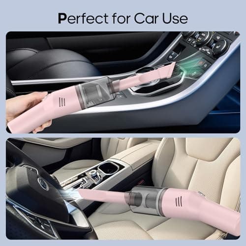 Auloea Portable Mini Car Vacuum Cleaner Pink, High Power Cordless(400g) Handheld Rechargeable Vacuum Cleaner for Desk V06 8