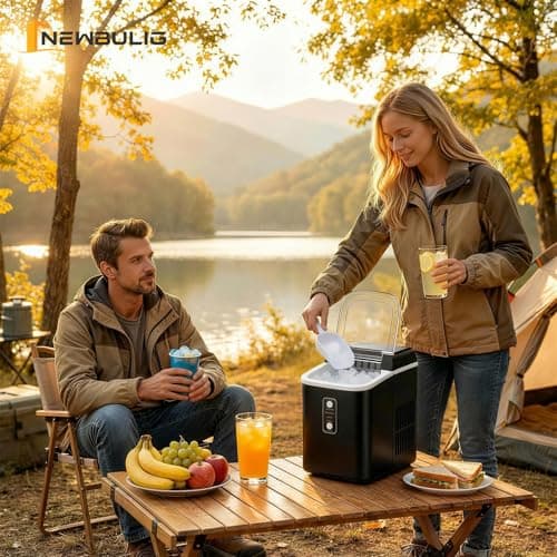 NEWBULIG Nugget Ice Makers Countertop, Portable Nugget Ice Machine, Ready in 6 Mins, 24lbs in 24Hrs, Auto-Cleaning, with Basket and Scoop, for Home, Kitchen, RV, Camping, Black 11