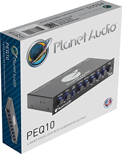 Planet Audio PEQ10 Car Equalizer - 4 Band, Pre-Amp, Half Din, Subwoofer Output with Adjustable Filter, Fixed Bands, Remote Sub Control, DPS Processor 7