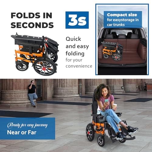 20Miles Long Travel Range,Lightweight Reclining Electric Wheelchair for Adults,All Terrain Foldable Intelligent Motorized Wheelchair,Power Reclining Wheelchair for Travel and Daily Use(Wider 21") 9