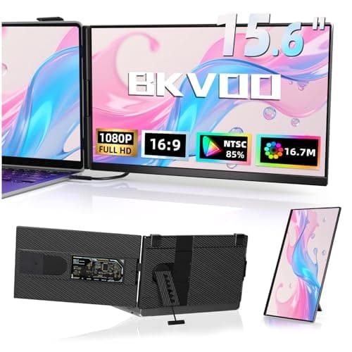 BKVOO Laptop Screen Extender Dual Monitor - 15.6" Portable Monitor Detachable IPS 1080P FHD 85% NTSC Travel Screen USB-C HDMI Port Compatible with Wins Mac Chrome Dex Fits 13-17" Laptops