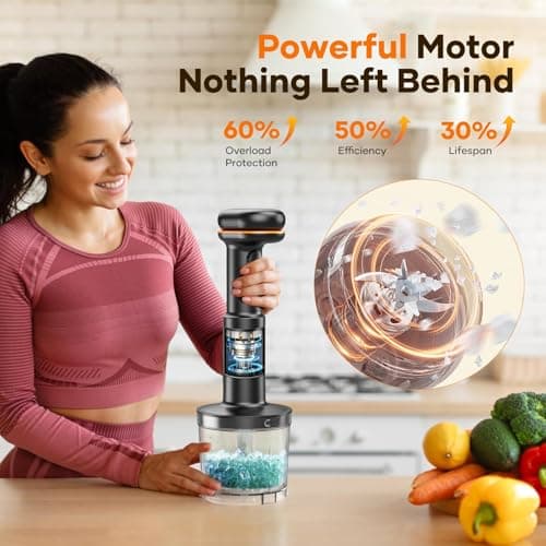 Cordless Stick Immersion Blender 5-in-1, Ritus 13000RPM Soup Blender Rechargeable Handheld Mixer For Baby Food & Smoothies, Variable Speed, Dishwasher-Safe, Mixing Beaker, Chopper, Whisk Milk Frother 8