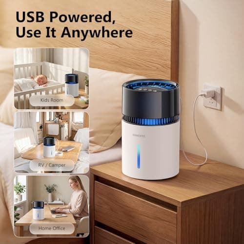 3L Mist-Free Evaporative Humidifier for Bedroom, Top Fill Humidifier Work with Tap Water, Touch Control,USB Powered, Sleep Mode, Night Light,1–8H Timer, Easy-Clean Design for Home Office 8