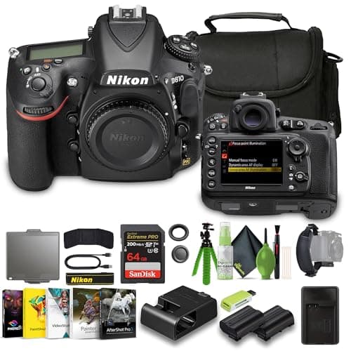 Nikon D810 FX-Format Digital SLR Camera + EN-EL15C Battery + External Charger+ Memory Card Wallet + Extreme PRO 64GB Card + 12 Inch Flex Tripod + Photo Editing Software + More