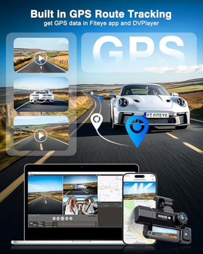 Fiteye 3 Channel 4K Dash Cam, IMX335 STARVIS Sensor, 4K+2K Front and Inside, 2K+1080P+1080P Front and Rear Inside Dash Camera for Cars, Free 64GB Card, Built in WiFi GPS, Intelligent Voice Control 5