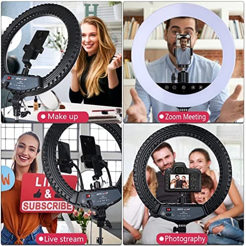 Upgraded 18 inch LED Ring Light with Tripod Stand, Selfie Ring Light with Touch Panel for Makeup Studio Portrait YouTube Vlog Video Shooting with Carrying Bag and Remote Controller, CRI>90 7