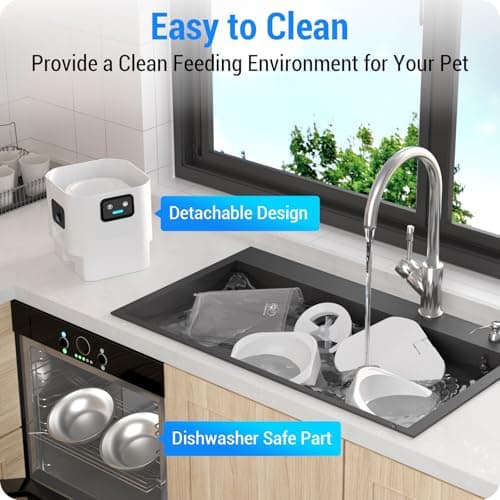 Frienhund Automatic Cat Feeder with Two 1080P Camera for 2 Cats: 7L Automatic Dog Feeder with Night Vision & Slow Feed, 5G WiFi Auto Cat Food Dispenser for Multiple Pet,Detachable for Clean(ACF180W-C) 8