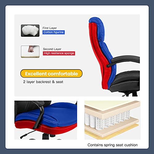 Big and Tall Office Chair 500lbs Wide Seat Ergonomic PU Leather Desk Chair Adjustable Rolling Swivel Executive Computer Chair with Lumbar Support Headrest Task Office Chairs for Heavy People (Black) 6