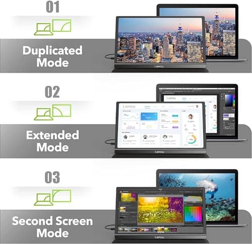 Lepow Portable Monitor 15.6 Inch, FHD 1080P USB-C HDMI Gaming Ultra-Slim IPS Display Eye Care Screen with Speakers, External Monitor for Laptop PC PS4 Xbox Phone w/Smart Cover, Plug & Play Black 5