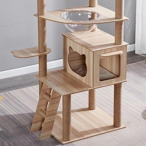 Oceskyha Cat Tree, Modern Cat Tree Tower for Indoor Cats - 67"" Tall Wooden Condo with Hammock, Scratching Post and Toy for Large Cats ，Pet Home(Style B12X) 6
