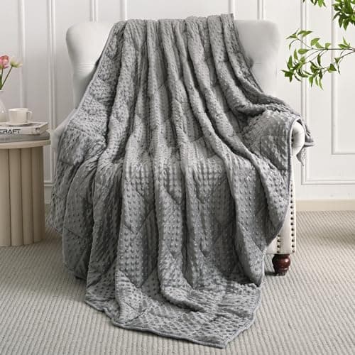 Mr. Sandman Weighted Blanket for Adults Queen Size 15 lbs, Soft Cooling Heavy Minky Blanket for Sleep, Washable Throw Blanket with Glass Beads, 60 x 80 Inches, Grey 8