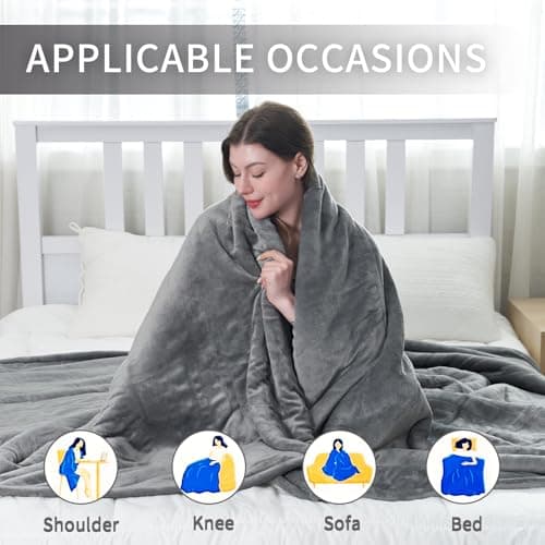 RALYSUN Electric Blanket 72"x84" Full Size Heated Blanket with 6 Heat Settings & 10 Hours Auto-Off,Thickened Flannel and Sherpa Warm Blanket for Full Body-Light Gray 5
