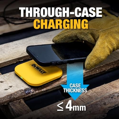 DEWALT Heavy Duty Wireless Charger, 10W Max Fast Wireless Charging Pad Compatible with iPhone 17/16/15/14/13/12/11/X/8 Pro Max Plus Samsung Galaxy S22/S21 AirPods (Type C Cable/AC Adapter Included) 5