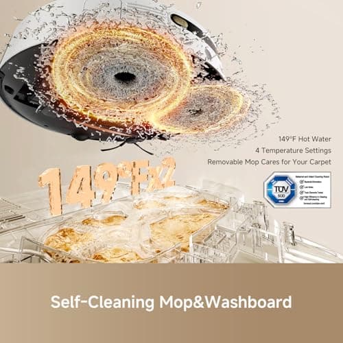 DREAME L40 Ultra Robot Vacuum Self Emptying, 11,000Pa Suction Robot Vacuum and Mop Combo with Auto Cleaning Dock, 149℉ Mop Washing, SideBrush Extendable, Solution Auto Refill, Voice Control 5