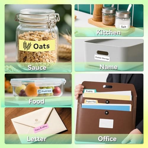 Portable Label Maker Machine P10Pro - Wireless Bluetooth Label Printer with Tape Included, Multiple Templates, Easy to Use for Office and Home Organization, USB Rechargeable（White） 8