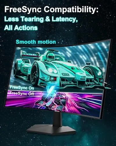 SANSUI 27 Inch Curved 160Hz Gaming Monitor, 1500R Curved Computer Gaming Monitor FHD 1080P, 4000:1, 110% sRGB, FPS/RTS, 1Ms MPRT|FreeSync|HDR|Low Blue Light|HDMI DP| VESA Support, HDMI Cable Incl. 5