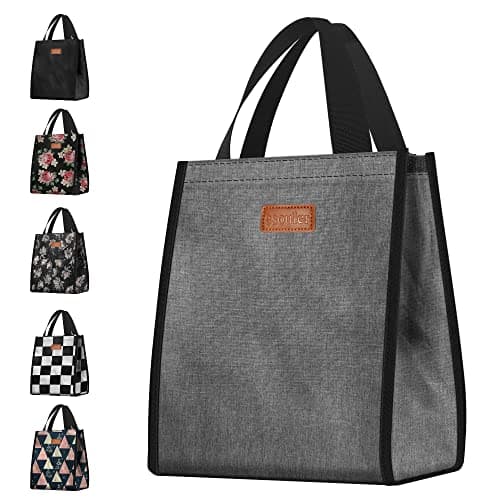 Lunch Bag Women Men Insulated Lunch Box Reusable Lunch Tote Bag with Pocket for Work Picnic-Grey