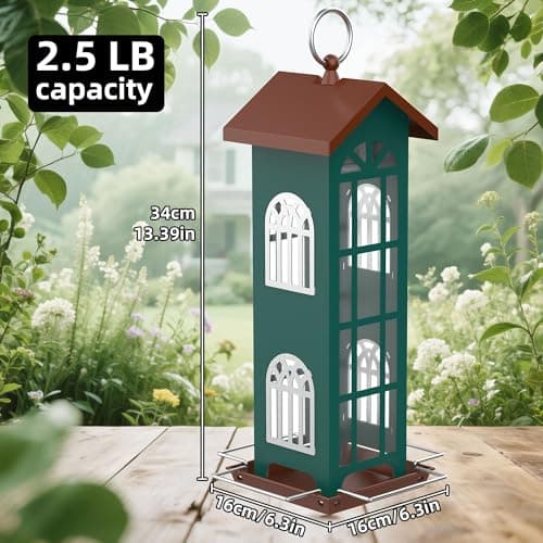Metal Bird Feeder Bird Feeders for Outdoors Hanging,Waterproof and Rust-Proof,Easy Cleaning,Wild Bird Feeders Attracting Chickadees Goldfinches Cardinals Finches and Sparrows 7