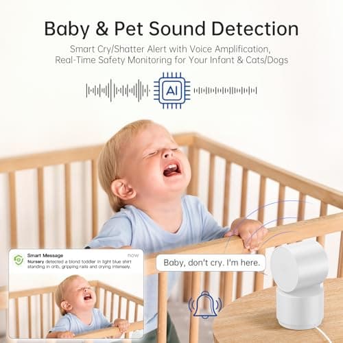 SYMYNELEC 5GHz Security Camera Indoor: 2K Baby Monitor with Phone App - Pet Camera with Speaker for Dog/Cat Owners - AI Motion Detection One-Touch Call Auto Tracking IR Night Vision TF/Cloud Storage 7