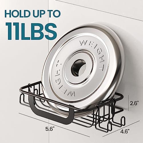 TAILI Soap Dish Bar Soap Holder Suction Cup with Hooks, Soap Bar Holder for Shower Wall, Soap Saver Tray for Bathroom, Tub, Rustproof Stainless Steel Sponge Holder for Kitchen, Drill-Free,Black 8