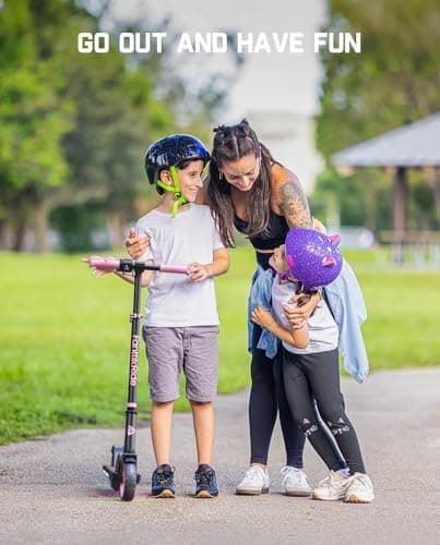 FanttikRide C9 Apex Kids Electric Scooter, Bluetooth Music Speaker, Colorful Light for Kids 8-12, 3.9-5.2 ft, 132 lbs, 5 Miles Range, Up to 40 min Ride Time, 5/8/10 MPH, 3 Adjustable Heights, Pink 8