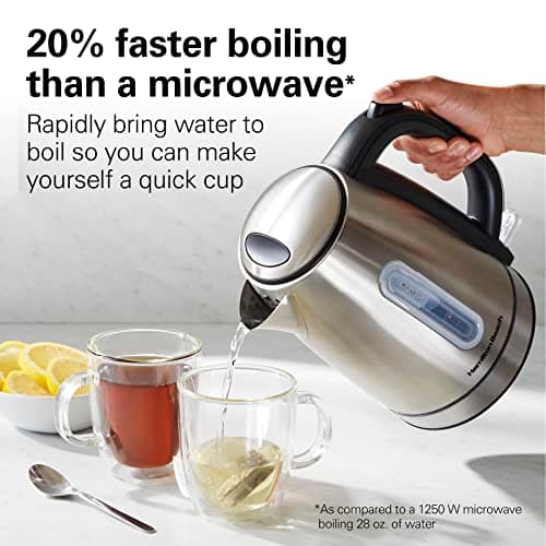 Hamilton Beach Electric Tea Kettle, Water Boiler & Heater, 1.7 Liter, Cordless Serving, 1500 Watts for Fast Boiling, Auto-Shutoff and Boil-Dry Protection, Stainless Steel with LED Light Ring (41037) 6