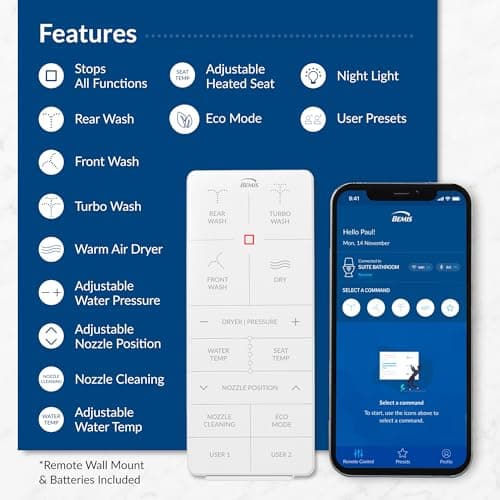 Bio Bidet BB1200 Elongated Smart Bidet, Warm Water Wash, Heated Seat & Dryer, App & Remote Control 8