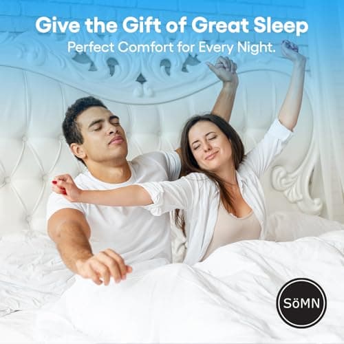 SöMN Kömforte Microfiber Dual Zone Comforter, His and Hers Blankets for Couples, Cool & Warm Two Temperature Comforter, Alternative Down Duvet Insert, Wedding Gift (White, Queen) 6