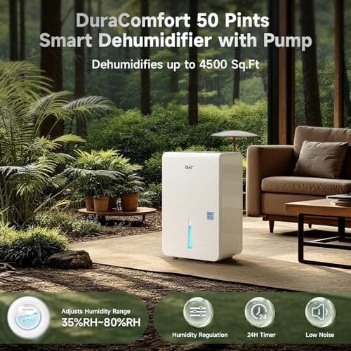 DuraComfort Dehumidifier for Basement Home with Pump,4500 Sq.ft 50 Pints With WiFi 5