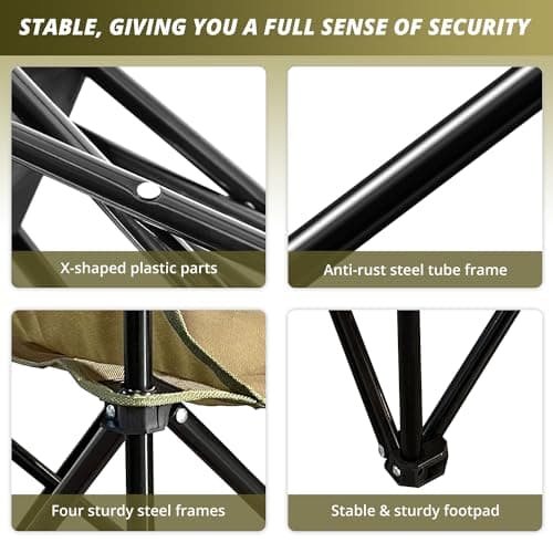 SAILARY Folding Outdoor Beach Camp Chair with Cup Holder, Storage Pocket, Waterproof Bag Outdoor Arm Chair, Supports 225LBS, Green 6