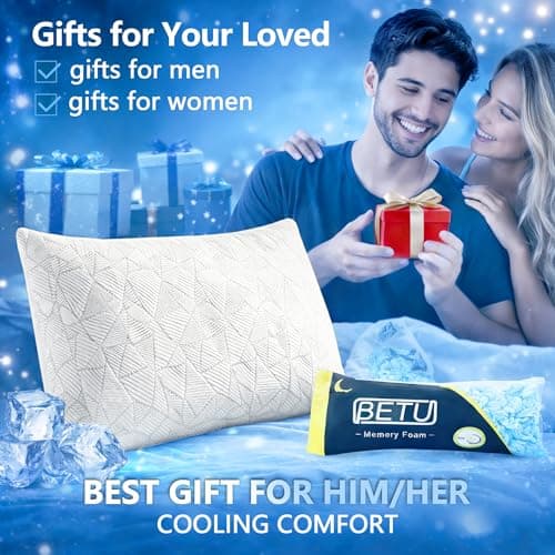 BETU Cooling Pillow Queen Size, Shredded Memory Foam Cool Pillow for Hot Sleepers, Adjustable Firm Soft Support Bed Pillows Perfect for Back Neck Pain and Side Sleeping with Pillow Case Cover, White 7