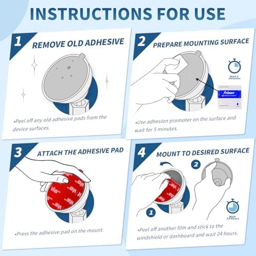 6 Pcs Dash Cam Adhesive Pads, Double Sided Adhesive Pads for Car Dashboard,Very High Bond Heat Resistant Tape for Windshield,Heavy Duty Sticky Pads for Car Phone Holder and Dash Cam 6