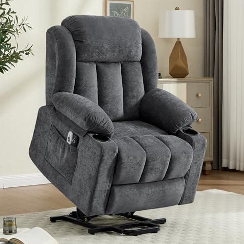 Sfxingyou Power Lift Recliner Chair for Elderly with Massage and Heat, Recliner Chairs for Adults, Upgraded Fabric Reclining Sofa Chair with USB & Type-C Ports and Cup Holders, L1288(Grey) 8