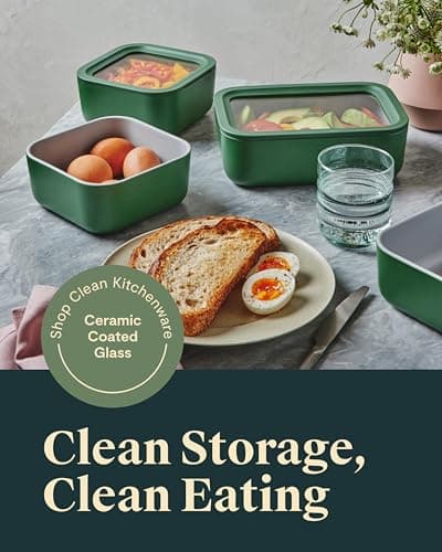 Caraway 13pc Glass Food Storage Container Set - Easy to Store, Non Toxic Lunch Box - with Glass Lids - Includes Storage Organizer - Navy 2