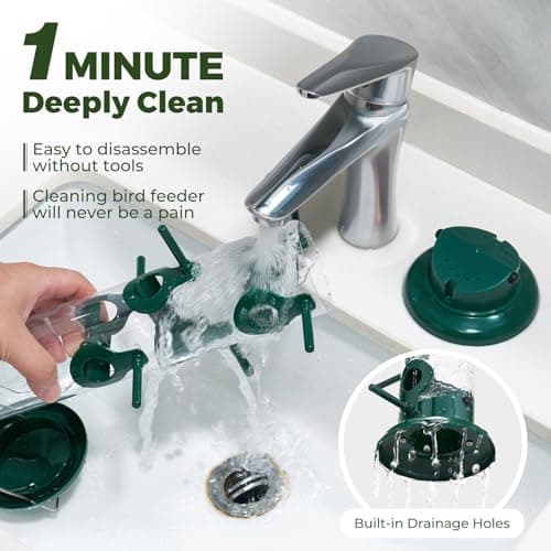 Kingsyard Metal Bird Feeders for Outdoors Hanging, Tube Bird Feeder with 6 Feeding Ports, 15 Inch, Chew-Proof & Weatherproof, Green 7