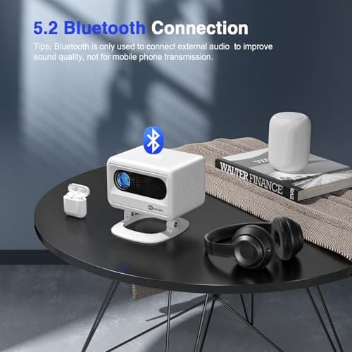 【Electric Focus & Native 1080P】VOPLLS 1080P Smart Projector with WiFi and Bluetooth, Auto Focus & Keystone Portable Outdoor Projector, VOPLLS 4K Support Home Movie Projector 5