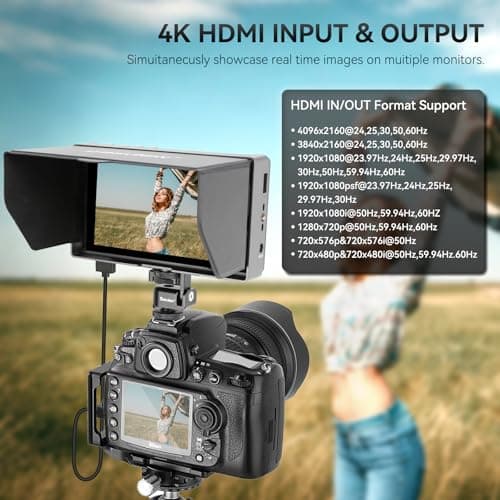 Desview Camera Monitor 5.5 Inch 4K HDMI HDR Field Monitor with IPS Touchscreen & 3D LUT, Includes NP-F550 Battery, External DSLR Monitor for Filming and Studio Shooting 5