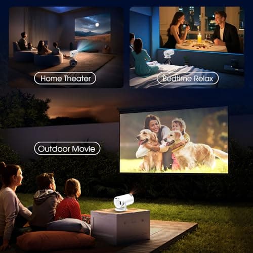 [Built-in App] Mini Projector with WiFi and Bluetooth 2025 Upgraded 1080P FHD 4K Support Projector with Mouse Portable Projector Auto Keystone Compatible with TV Stick/Memory Stick/USB/Laptop-Beige 7