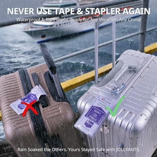 Cruise Ship Essentials for Carnival, Princess, NCL, MSC by JOLLYANTS, Cruise Luggage Tag Holders, Cruise Must Haves Waterproof & Reusable 6