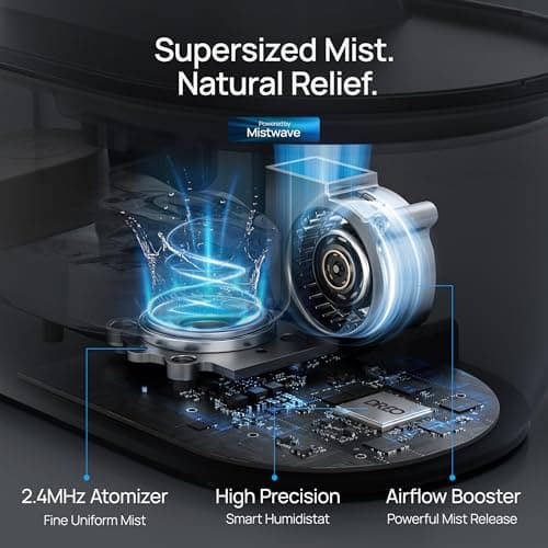 Dreo Smart Humidifiers for Bedroom, Top Fill 4L Supersized Humidifier Large Room with 28 dB, 36H Runtime, Touch/APP/Voice Control, Nightlight, Cool Mist Humidifiers for Baby, Plants, Indoor, Black 11