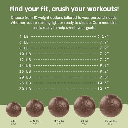 Retrospec Core Weighted Medicine Ball 4, 6, 8, 10, 12, 14, 16, 20, 25, 30 lbs, Soft Touch Vegan Leather with Sturdy Grip for Strength Training, Recovery, Balance Exercises and Other Full-Body Workouts 5