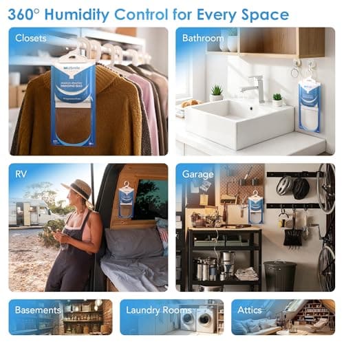 Moisture Absorbers Packets 10 Pack, Hanging Closet Dehumidifier Bags, Humidity Packs with Fragrance Free, Closet Dehumidifier for Car, Bathroom, Bedroom, Basement, 9.8OZ 7