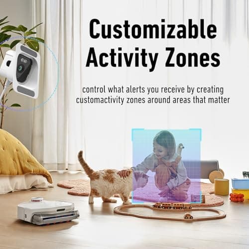 3MP 2K Window Camera,2.4GHz and 5GHz Dual Band WiFi Indoor Camera for Home Security with Starlight Night Vision,24/7 Recording,8ft Long Cable, Multiple Brackets for Easy and Quick Installation 5